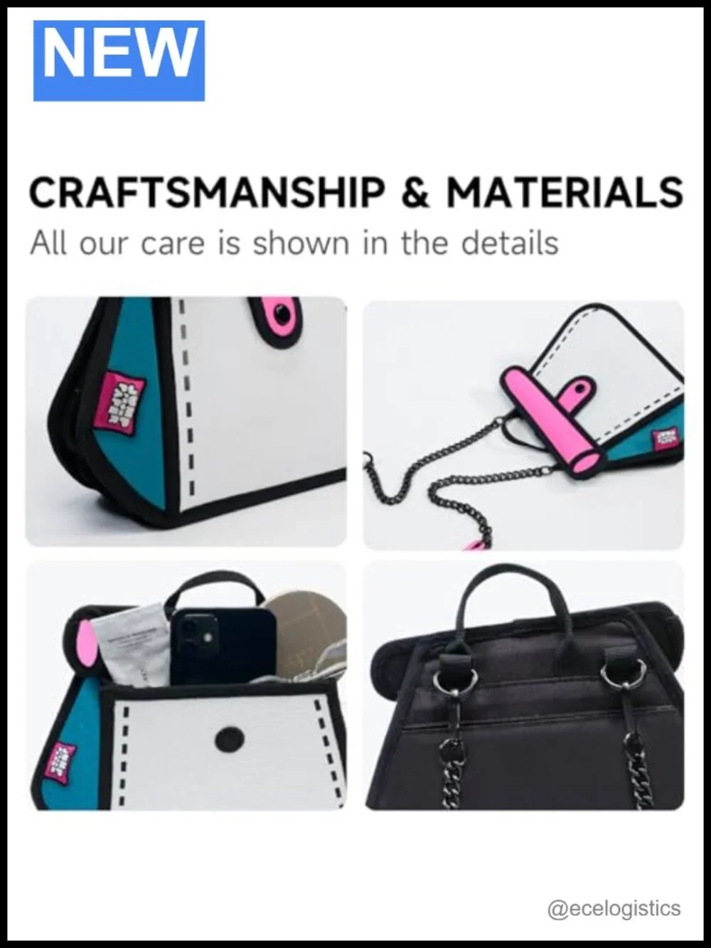2D Cartoon Cake Crossbody Bag - Pop Art Shoulder Bag for Women